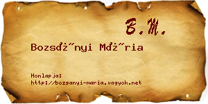 Bozsányi Mária névjegykártya